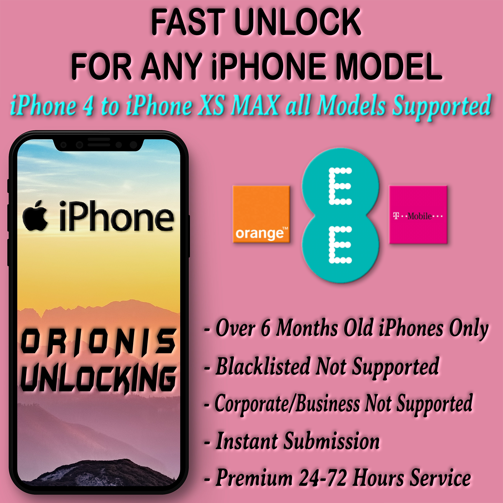 UK EE Orange T-Mobile iPhone (all iPhone Over 6 Months Used Only Supported)
